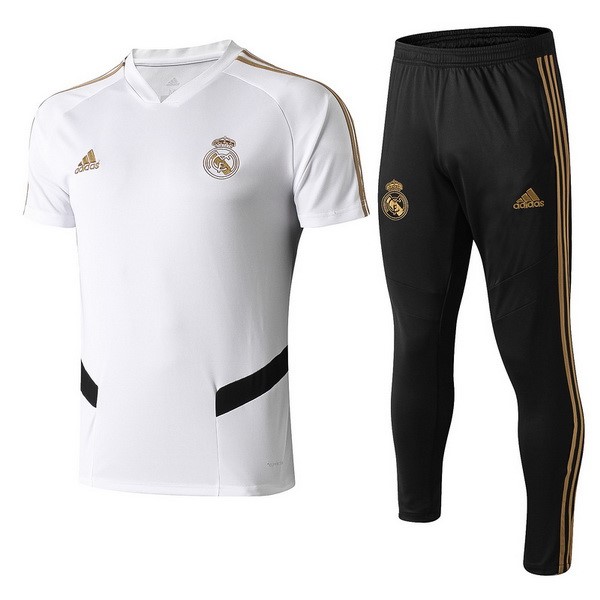 Trainingsshirt Real Madrid Komplett Set 2019-20 Weiß Schwarz Fussballtrikots Günstig